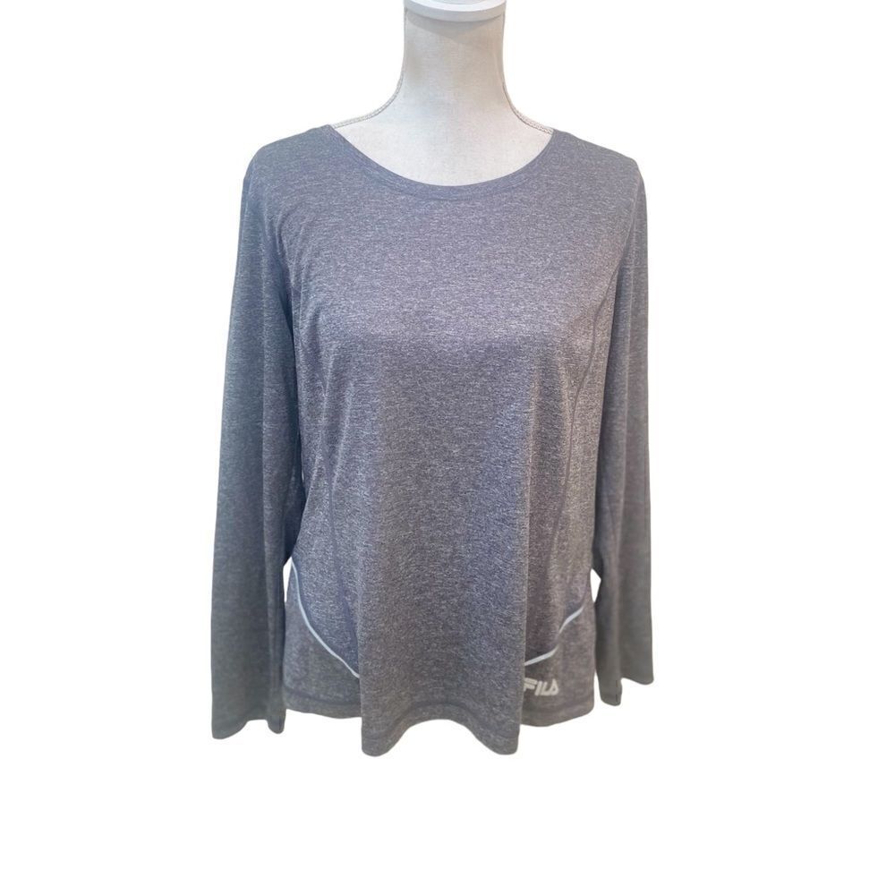 Fila Sport gray long sleeve athletic performance top reflectors size xl